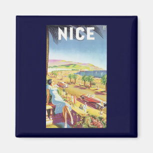 Vintage Travel Poster, Nice, Frankrijk Magneet