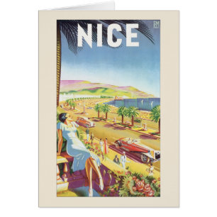 Vintage Travel Poster, Nice, Frankrijk, Riviera