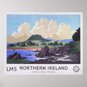 Vintage Travel Poster Noord-Ierland Kustlijn