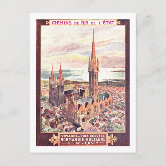 Vintage Travel Poster, Normandië Briefkaart (Voorkant)