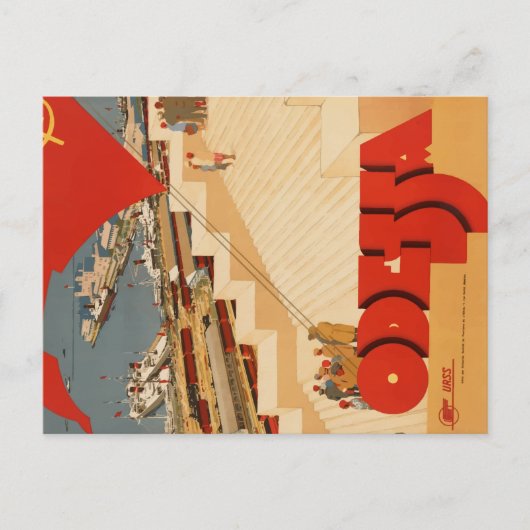 Vintage Travel Poster Odessa Ukraine Boat Briefkaart (Voorkant)