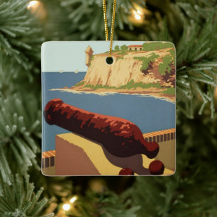 Vintage Travel Poster, ontdek Puerto Rico! Keramisch Ornament