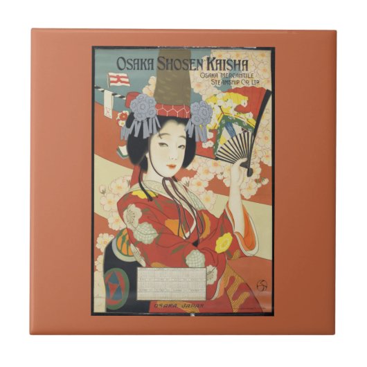 Vintage Travel Poster Osaka Japan Tegeltje (Voorkant)