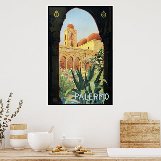 Vintage Travel Poster, Palermo, Sicilië, Italië Poster (Keuken)