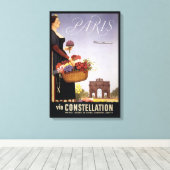 Vintage Travel Poster, Parijs via Constellation Canvas Afdruk (Insitu (Houten vloer))