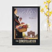 Vintage Travel Poster, Parijs via Constellation Kaart (Gele Bloem)