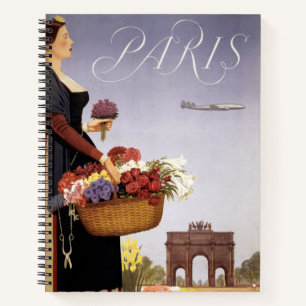 Vintage Travel Poster, Parijs via Constellation Notitieboek