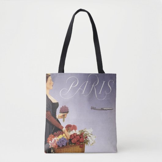 Vintage Travel Poster, Parijs via Constellation Tote Bag (Voorkant)