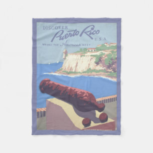 Vintage Travel Poster Promoting Puerto Rico Fleece Deken