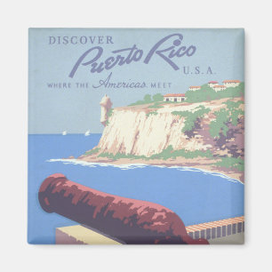 Vintage Travel Poster Promoting Puerto Rico Magneet