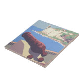 Vintage Travel Poster Promoting Puerto Rico Tegeltje (Zijkant)