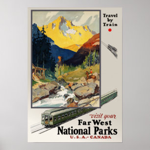 Vintage Travel Poster.  Reizen per trein Poster