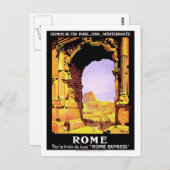 Vintage Travel Poster, Rome Briefkaart (Voorkant / Achterkant)