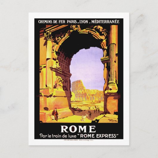Vintage Travel Poster, Rome Briefkaart (Voorkant)
