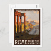 Vintage Travel Poster, Rome Briefkaart (Voorkant / Achterkant)