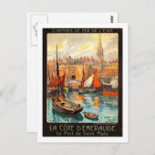 Vintage Travel Poster, Saint Malo Briefkaart (Voorkant / Achterkant)