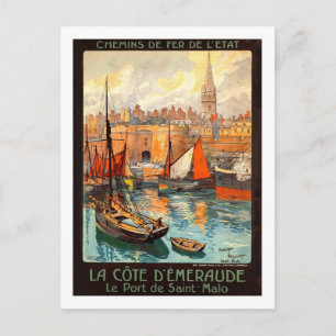 Vintage Travel Poster, Saint Malo Briefkaart