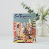 Vintage Travel Poster San Francisco Cable Cars Briefkaart (Staand voorkant)