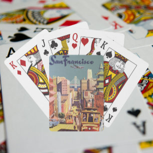 Vintage Travel Poster San Francisco Cable Cars Pokerkaarten
