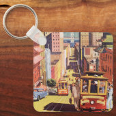 Vintage Travel Poster San Francisco Cable Cars Sleutelhanger (Voorkant)
