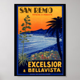 Vintage Travel Poster, San Remo Excelsior Italië Poster