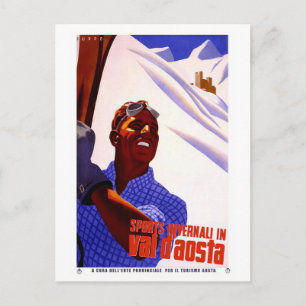 Vintage Travel Poster - Skiën in de Italiaanse Alp Briefkaart