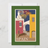 Vintage Travel Poster Spanje Painingvuurwerk Feestdagenkaart (Voorkant)