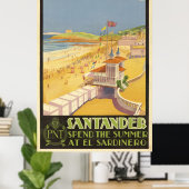 Vintage Travel Poster - Spanje Santander (Thuiskantoor)