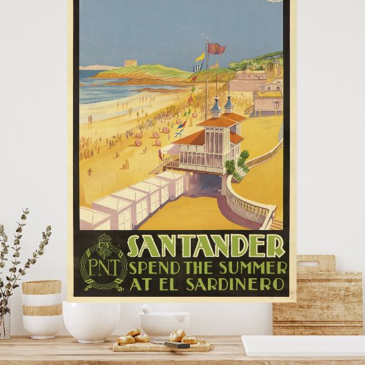 Vintage Travel Poster - Spanje Santander (Keuken)
