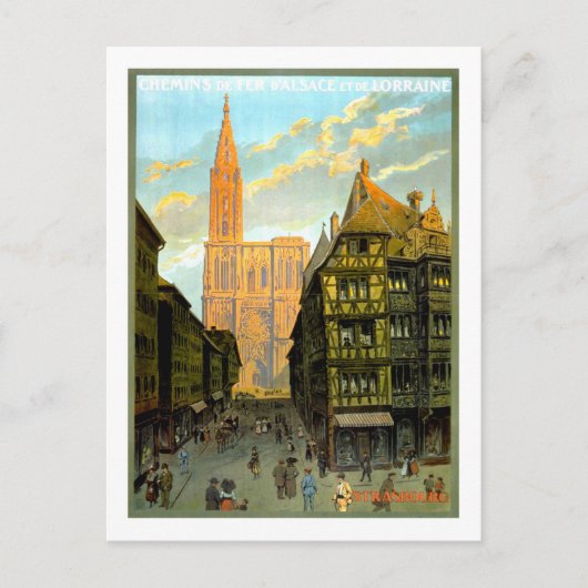 Vintage Travel Poster, Straatsburg Briefkaart (Voorkant)