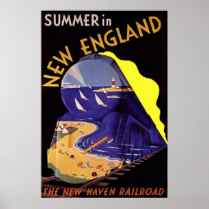Vintage Travel Poster/Summer in New England Poster