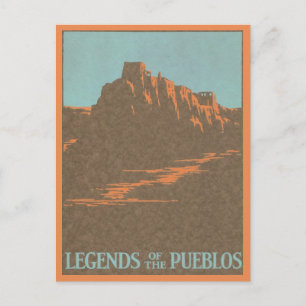 Vintage Travel Poster, Taos Pueblos, New Mexico Briefkaart