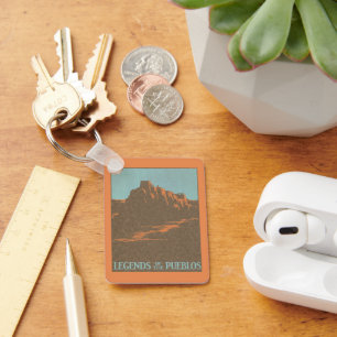 Vintage Travel Poster, Taos Pueblos, New Mexico Sleutelhanger