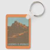 Vintage Travel Poster, Taos Pueblos, New Mexico Sleutelhanger (Achterkant)