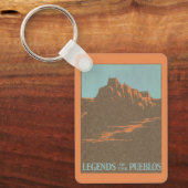 Vintage Travel Poster, Taos Pueblos, New Mexico Sleutelhanger (Voorkant)