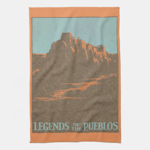 Vintage Travel Poster, Taos Pueblos, New Mexico Theedoek