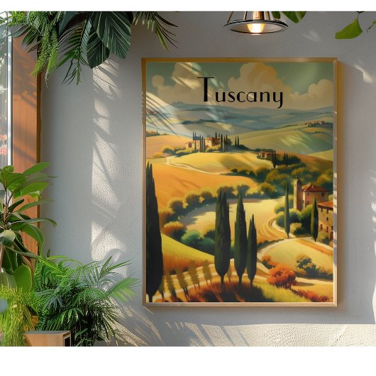 Vintage Travel Poster Toscane, aanpasbaar Canvas Afdruk