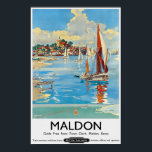Vintage Travel Poster Town Clerk, Maldon, Essex<br><div class="desc">Reproduction print van een Maldon Essex British Railways Travel Poster met een prachtig landschap van Maldon, een stad op de monding van de Blackwater in Essex, Engeland. Het is de zetel van het district Maldon en het startpunt van de Chelmer- en Blackwater Navigation. Deze art-deco druk is digitaal gerenoveerd om...</div>