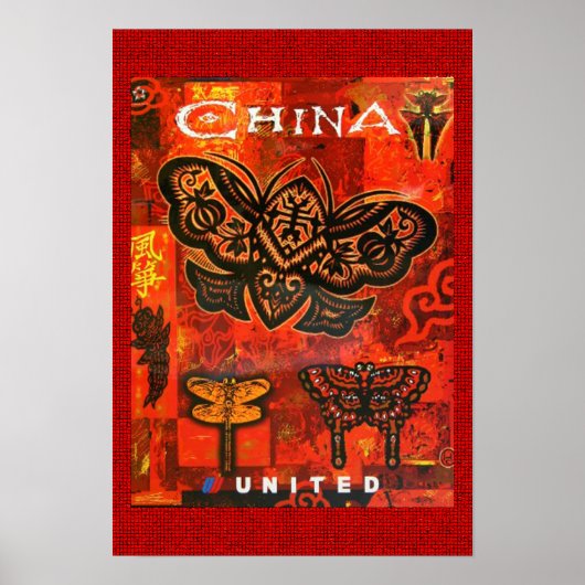 Vintage Travel Poster United China (Voorkant)