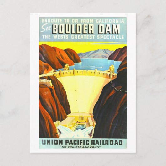 Vintage Travel Poster van Boulder Dam Briefkaart (Voorkant)