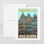 Vintage Travel Poster van Brussel, België, Briefkaart (Voorkant / Achterkant)