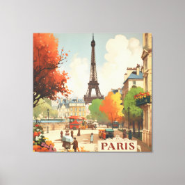 Vintage Travel Poster van de Parijse Eifeltoren Canvas Afdruk