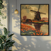 Vintage Travel Poster van Nederland, aanpasbaar