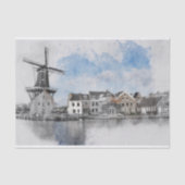 Vintage Travel Poster van Nederland en molen Tissuepapier (Voorkant)