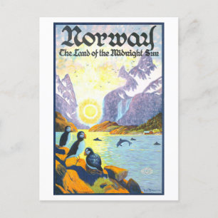 Vintage Travel Poster van Noorwegen Briefkaart