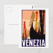 Vintage Travel Poster Venice Briefkaart (Voorkant / Achterkant)