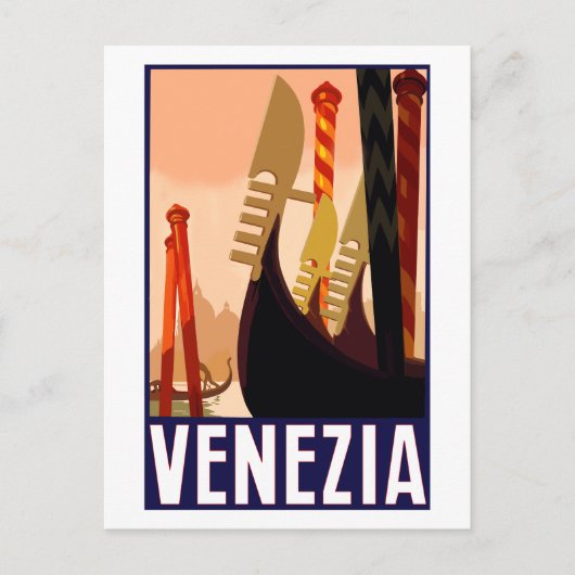 Vintage Travel Poster Venice Briefkaart (Voorkant)