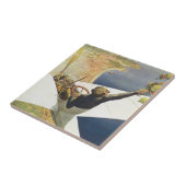 Vintage Travel Poster, vliegtuig boven Nice Frankr Tegeltje (Zijkant)