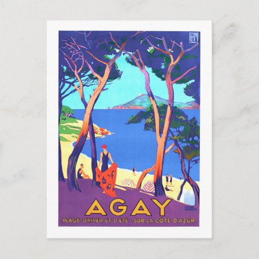 Vintage Travel Poster voor Agay, Frankrijk, Briefkaart (Voorkant)