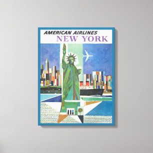 Vintage Travel Poster voor American Airlines Canvas Afdruk